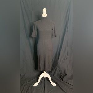 Peach mid length Sleeve Black Ripped Sweat Dress